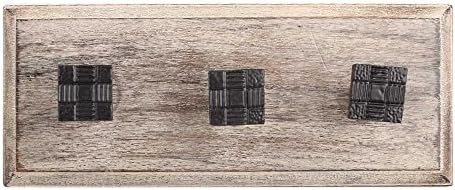 מדף הודי 6 ווים קיר כניסה לחבילה | בית חווה של ווים מעיל שחור | ווים מגבת דקורטיביים עץ | ווים משולשים